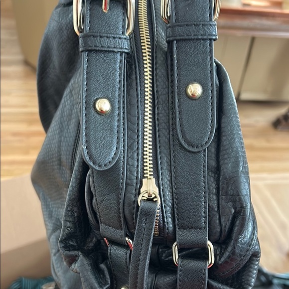 Olivia + Joy Black Shoulder Bag with Gold Accents NWOT - Picture 8 of 11